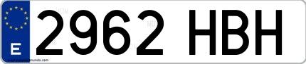 Ejemplo de matrícula española 2962 HBH