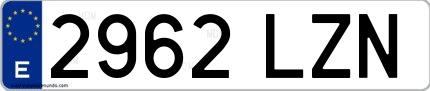Ejemplo de matrícula española 2962 LZN