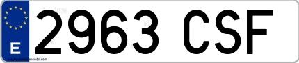 Ejemplo de matrícula española 2963 CSF