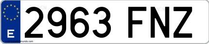 Ejemplo de matrícula española 2963 FNZ