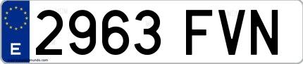 Ejemplo de matrícula española 2963 FVN