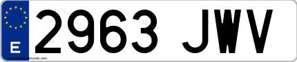 Ejemplo de matrícula de coche ordinaria 2963 JWV