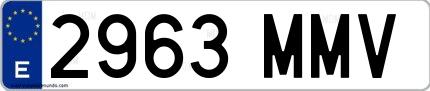 Ejemplo de matrícula española 2963 MMV