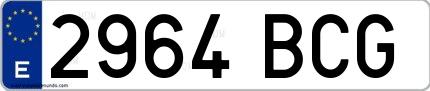 Ejemplo de matrícula española 2964 BCG