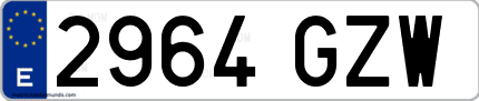 Ejemplo de matrícula de coche ordinaria 2964 GZW