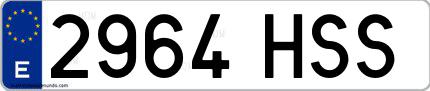 Ejemplo de matrícula española 2964 HSS