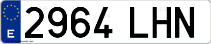 Ejemplo de matrícula de coche ordinaria 2964 LHN