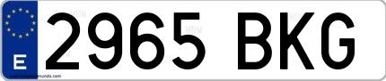 Ejemplo de matrícula española 2965 BKG