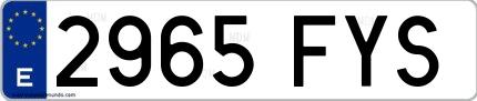 Ejemplo de matrícula española 2965 FYS