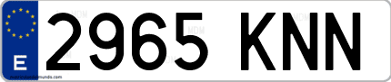 Ejemplo de matrícula de coche ordinaria 2965 KNN