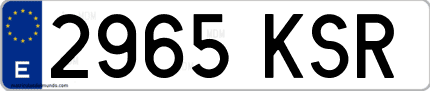 Ejemplo de matrícula de coche ordinaria 2965 KSR