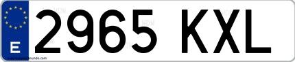 Ejemplo de matrícula española 2965 KXL