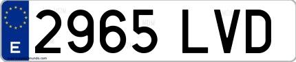 Ejemplo de matrícula española 2965 LVD