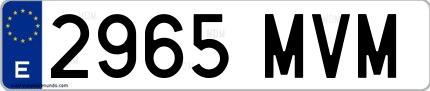 Ejemplo de matrícula española 2965 MVM