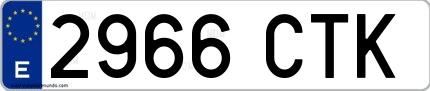 Ejemplo de matrícula española 2966 CTK