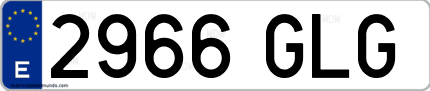 Ejemplo de matrícula de coche ordinaria 2966 GLG