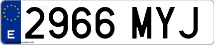 Ejemplo de matrícula de coche ordinaria 2966 MYJ