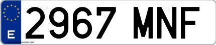 Ejemplo de matrícula española 2967 MNF