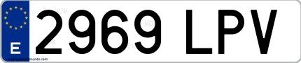 Ejemplo de matrícula española 2969 LPV