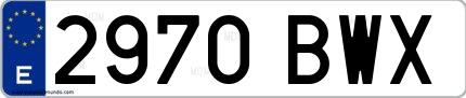 Ejemplo de matrícula española 2970 BWX