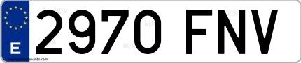 Ejemplo de matrícula española 2970 FNV
