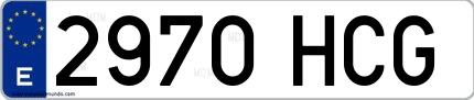 Ejemplo de matrícula española 2970 HCG
