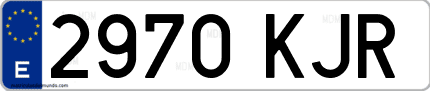 Ejemplo de matrícula de coche ordinaria 2970 KJR