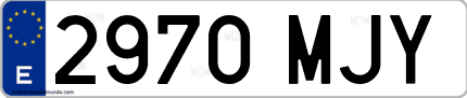 Ejemplo de matrícula de coche ordinaria 2970 MJY