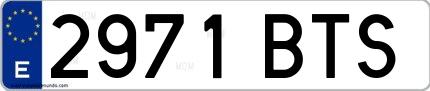 Ejemplo de matrícula española 2971 BTS