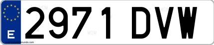 Ejemplo de matrícula española 2971 DVW