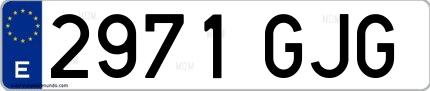 Ejemplo de matrícula española 2971 GJG