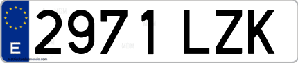 Ejemplo de matrícula de coche ordinaria 2971 LZK
