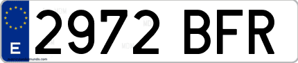Ejemplo de matrícula de coche ordinaria 2972 BFR