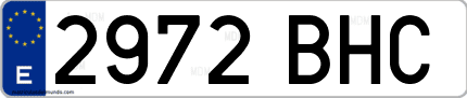 Ejemplo de matrícula de coche ordinaria 2972 BHC