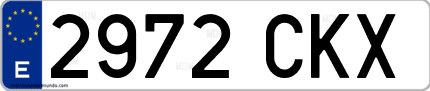 Ejemplo de matrícula de coche ordinaria 2972 CKX