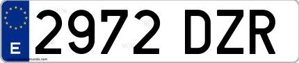 Ejemplo de matrícula española 2972 DZR