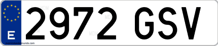 Ejemplo de matrícula de coche ordinaria 2972 GSV