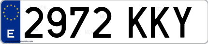 Ejemplo de matrícula de coche ordinaria 2972 KKY
