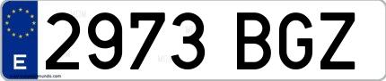 Ejemplo de matrícula española 2973 BGZ