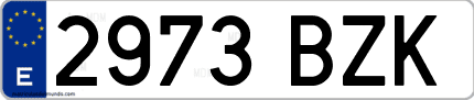 Ejemplo de matrícula de coche ordinaria 2973 BZK