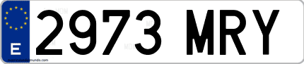 Ejemplo de matrícula de coche ordinaria 2973 MRY