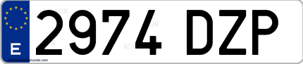 Ejemplo de matrícula de coche ordinaria 2974 DZP