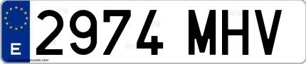Ejemplo de matrícula española 2974 MHV