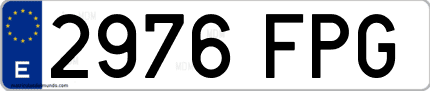 Ejemplo de matrícula de coche ordinaria 2976 FPG
