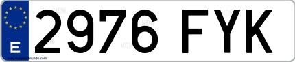 Ejemplo de matrícula española 2976 FYK