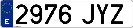 Ejemplo de matrícula española 2976 JYZ