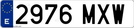 Ejemplo de matrícula española 2976 MXW