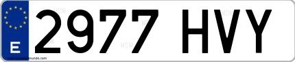 Ejemplo de matrícula española 2977 HVY
