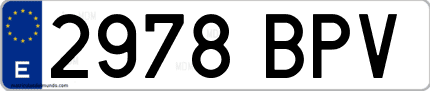 Ejemplo de matrícula de coche ordinaria 2978 BPV