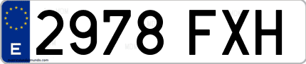 Ejemplo de matrícula de coche ordinaria 2978 FXH